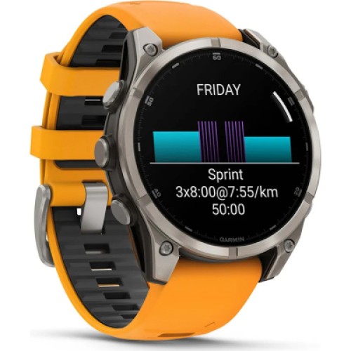 Смарт-часы Garmin fenix 8 47mm, AMOLED, Saph, Ti/Bare/Grpht, SparkOrg/GrphtBd, (010-02904-11)