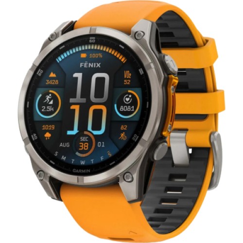 Смарт-часы Garmin fenix 8 47mm, AMOLED, Saph, Ti/Bare/Grpht, SparkOrg/GrphtBd, (010-02904-11)