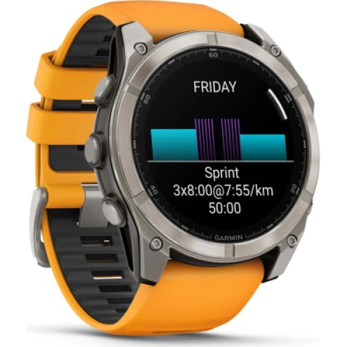 Смарт-часы Garmin fenix 8 51mm, AMOLED, Saph, Ti/Bare/Grpht, SparkOrg/GrphtBd, (010-02905-11)