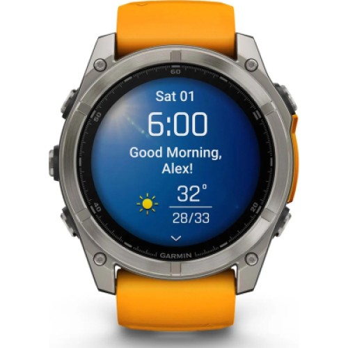 Смарт-часы Garmin fenix 8 51mm, AMOLED, Saph, Ti/Bare/Grpht, SparkOrg/GrphtBd, (010-02905-11)