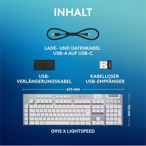 Клавиатура Logitech G915 X Lightspeed Switch-Tactile Wireless/Bluetooth/USB UA White (920-012690)