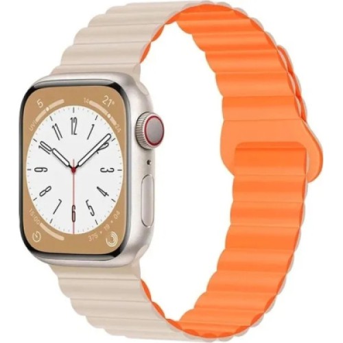 Ремешок для смарт-часов Drobak Silicone Magnetic Link для Apple Watch All Series 38/40/41mm Starlight orange (898924)