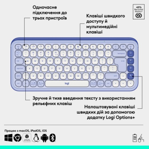 Клавиатура Logitech POP Icon Keys Bluetooth UA Lilac (920-013074)