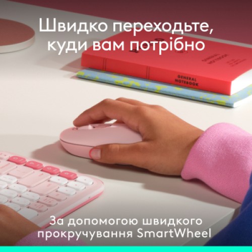 Мышка Logitech POP Mouse With Emoji Bluetooth Rose (910-007413)