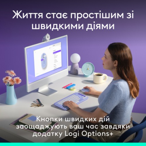 Мышка Logitech POP Mouse With Emoji Bluetooth Lilac (910-007414)