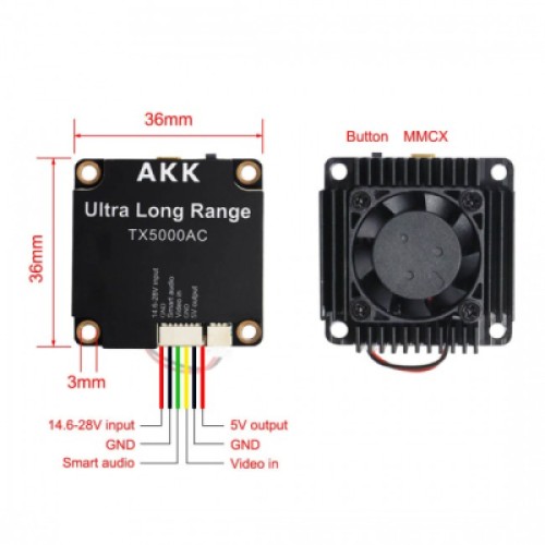 Видеопередатчик (VTX) AKK Ultra Long Range 5W 4.9G-6G 96CH (TX5000AC)