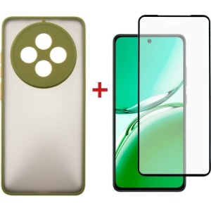 Чехол для мобильного телефона Dengos Oppo Reno 12 F/FS Matte + glass (Green) (DG-KM-110)