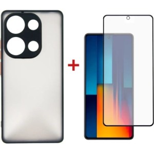 Чехол для мобильного телефона Dengos POCO M6 Pro 4G Matte + glass (Black) (DG-KM-111)