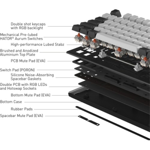 Клавиатура Hator Gravity TKL Orange USB Black (HTK560UA)