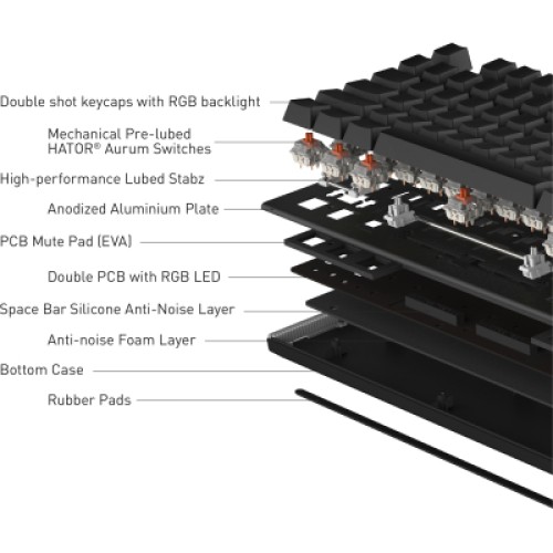 Клавиатура Hator Gravity X TKL Orange USB Black (HTK550UA)