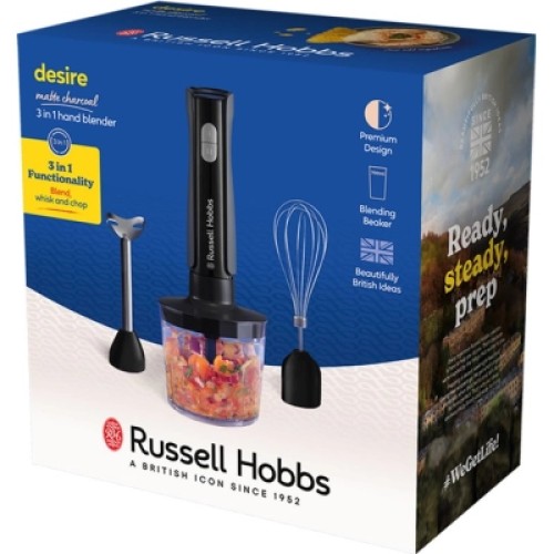 Блендер Russell Hobbs Hobbs заглибний Desire Matte Charcoal, 500Вт, чаша-500мл, вінчик, міні-п (27141-56)