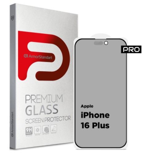 Стекло защитное Armorstandart Pro Anti-spy Matte Apple iPhone 16 Plus Black (ARM79398)