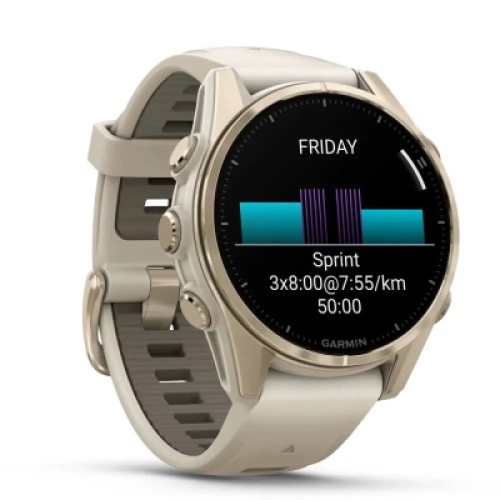 Смарт-часы Garmin fenix 8 43mm, AMOLED, Saph, SftGldSS/FgGry, FogGry/DkSndbnd, GPS (010-02903-11)