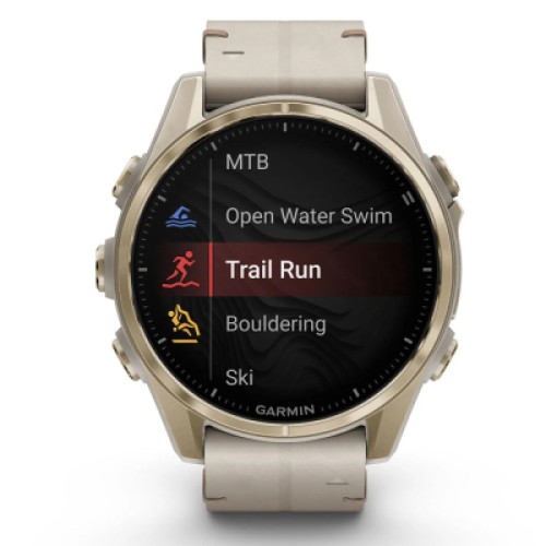 Смарт-часы Garmin fenix 8 43mm, AMOLED, Saph, SftGldSS/FogGryLeatherBnd, Excl, GPS (010-02903-40)