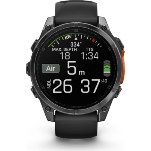 Смарт-часы Garmin fenix 8 47mm, AMOLED, Glass/SS, SlateGray Steel/Black, BlkBnd, GPS (010-02904-00)