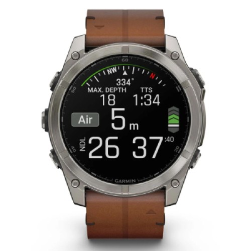 Смарт-часы Garmin fenix 8 51mm,AMOLED,Sapphire, Bare Ti, Blk/Chsnt Lthr (010-02905-40)