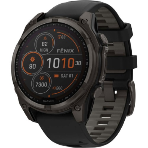 Смарт-часы Garmin fenix 8 47mm,Saph Solar,CrbnGry Ti/Blk,Blk/PblGryBnd (010-02906-11)