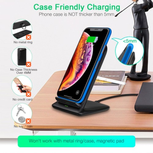 Зарядное устройство Choetech 15W Fast Wireless Charging Stand 2coils black (T555-F-BK)