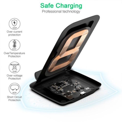 Зарядное устройство Choetech 15W Fast Wireless Charging Stand 2coils black (T555-F-BK)
