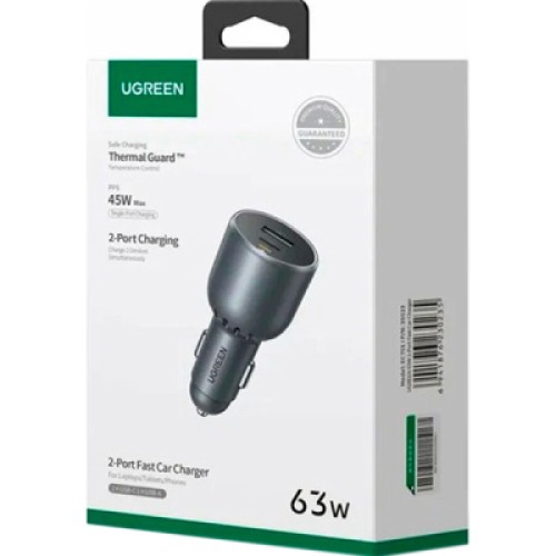 Зарядное устройство Ugreen 2xUSB 63W (USB-C+USB-A) QC3.0 (EC701) (35023)