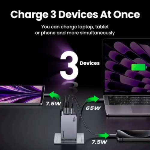 Зарядное устройство Ugreen 3xUSB 100W (2xUSB-C+USB-A) Gan Nexode Pro X757 (25874)