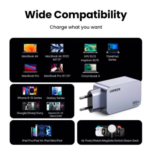 Зарядное устройство Ugreen 3xUSB 100W (2xUSB-C+USB-A) Gan Nexode Pro X757 (25874)