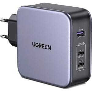 Зарядное устройство Ugreen 3xUSB 140W (2хUSB-C+USB-A) Gan CD289 with C to C Cable 1.5m (90549)
