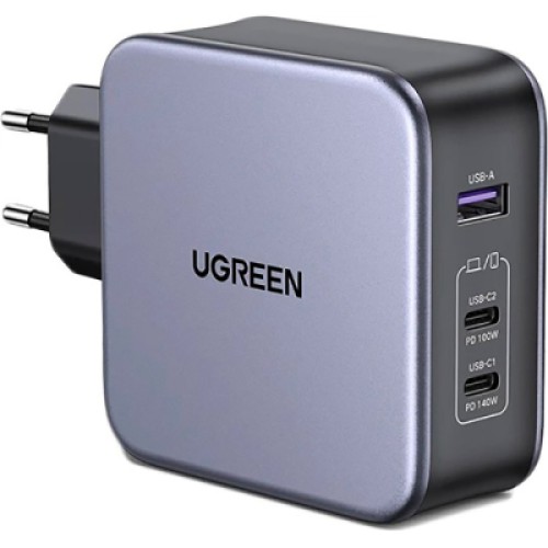 Зарядное устройство Ugreen 3xUSB 140W (2хUSB-C+USB-A) Gan CD289 with C to C Cable 1.5m (90549)