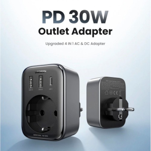 Зарядное устройство Ugreen 3xUSB 30W Outlet Extender (2хUSB-A+USB-C) CD314 (90613)