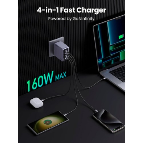 Зарядное устройство Ugreen 4xUSB 160W (3xUSB-C + USB-A) Gan Nexode Pro X763 (25877)