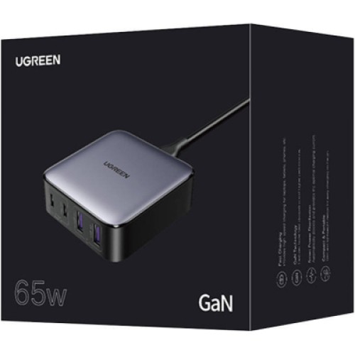 Зарядное устройство Ugreen 4xUSB 65W (2хUSB-C+2xUSB-A) Gan CD327 (90747)