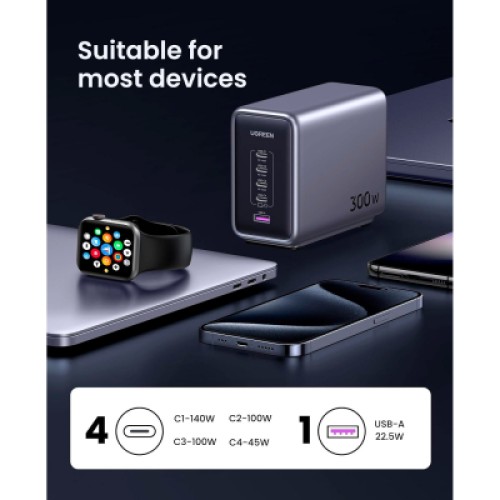 Зарядное устройство Ugreen 5xUSB 300W Nexode (5хUSB-C) CD333 (90903B)