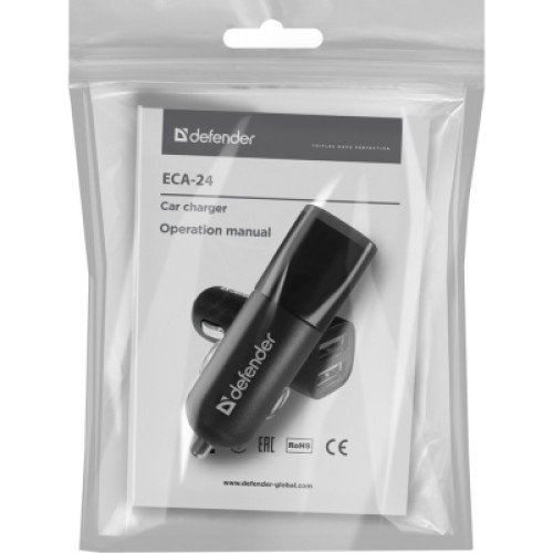 Зарядное устройство Defender 2xUSB 12W 2.1A ECA-24 (83824)