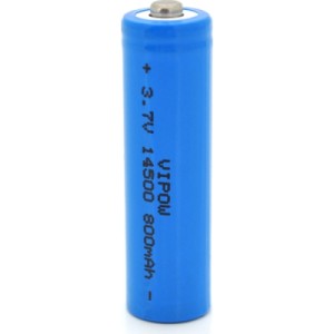 Аккумулятор 14500 Li-Ion (size AA), 800mAh, 3.7V, TipTop, blue Vipow (ICR14500-800mAhTT / 25545)