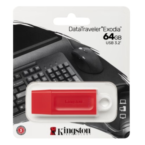 USB флеш накопитель Kingston 64GB DataTraveler Exodia Red USB 3.2 Gen 1 (KC-U2G64-7GR)