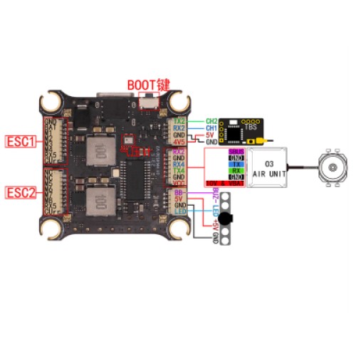 Полетный стек HAKRC F405 + 50A V2 (розпаяний) упаковка 100шт. (FCESC50BOX)