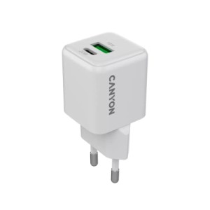 Зарядное устройство Canyon CU20AC GaN 20W 1xPD 1xQC EU White (CNS-CUW20AC)