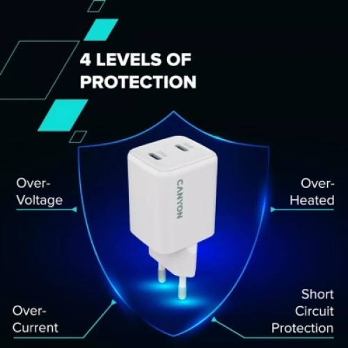 Зарядное устройство Canyon CU35CC GaN 35W 2xPD EU White (CNS-CUW35CC)