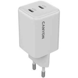 Зарядное устройство Canyon CU45CC GaN 45W 2xPD EU White (CNS-CUW45CC)