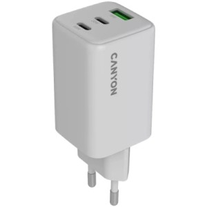 Зарядное устройство Canyon CU65ACC GaN 65W 2xPD 1xQC EU White (CNS-CUW65ACC)