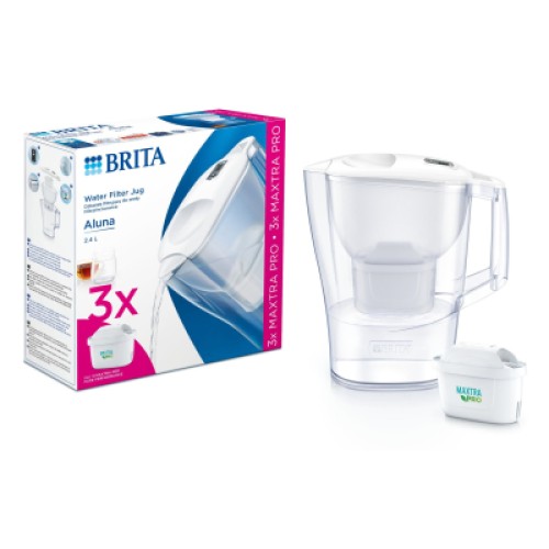 Фильтр-кувшин Brita Aluna Memo MXPro 2.4л (1.4л очищеної води) з фільтр-картриджем 3шт, білий (1053054)