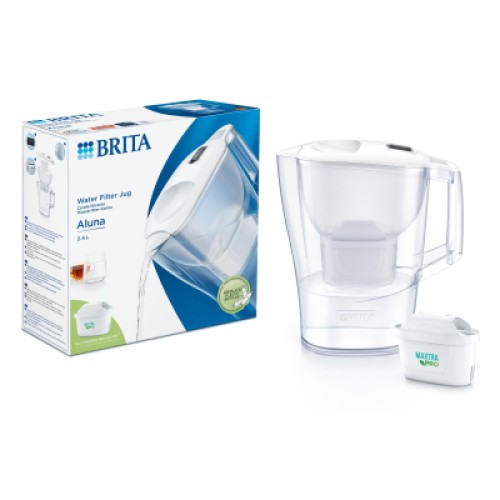 Фильтр-кувшин Brita Aluna Memo MXPro 2.4л (1.4л очищеної води) з фільтр-картриджем, білий (1052801)