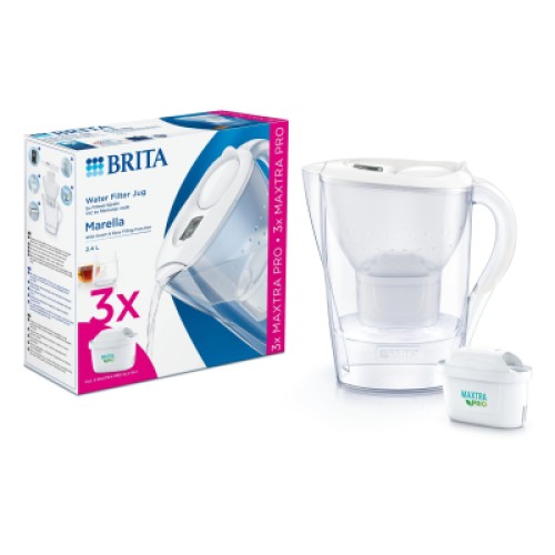 Фильтр-кувшин Brita Marella Memo MXPro 2.4л (1.4л води) з фільтр-картриджем 3шт, білий (1052791)