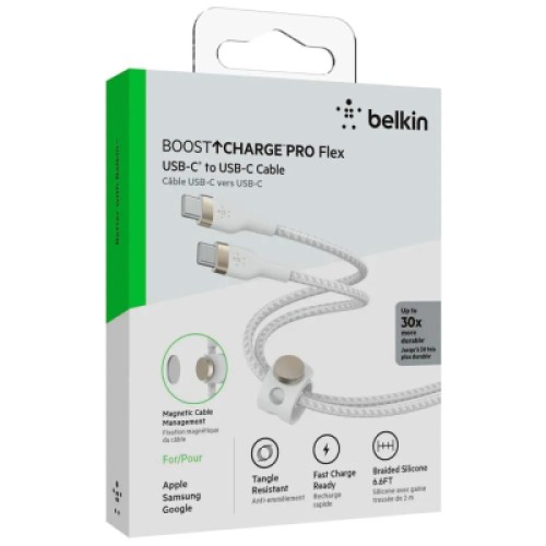 Дата кабель USB-C to USB-C 2.0m 60W White Belkin (CAB011BT2MWH)
