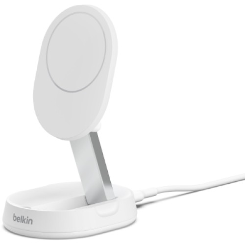 Зарядное устройство Belkin 15W Magnetic Stand Qi2 20W adapter USB-C white (WIA008VFWH)