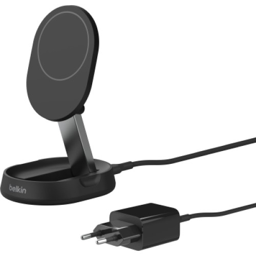 Зарядное устройство Belkin 15W Magnetic Stand Qi2 20W adapter USB-C black (WIA008VFBK)