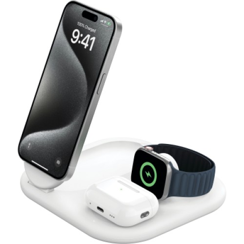 Зарядное устройство Belkin 3in1 Magnetic Foldable iPhone/Watch/AirPods Qi2 15W white (WIZ029VFWH)