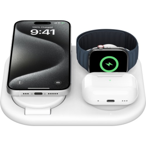 Зарядное устройство Belkin 3in1 Magnetic Foldable iPhone/Watch/AirPods Qi2 15W white (WIZ029VFWH)