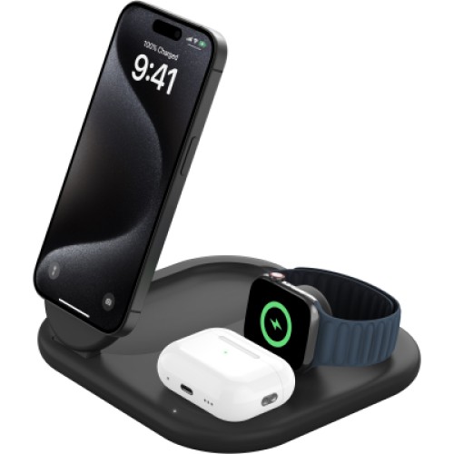 Зарядное устройство Belkin 3in1 Magnetic Foldable iPhone/Watch/AirPods Qi2 15W black (WIZ029VFBK)