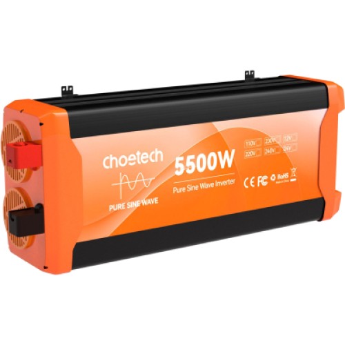 Автомобильный инвертор Choetech 12V/220V 2500 Вт, чистая синусоида (CJ5000Q-V2)